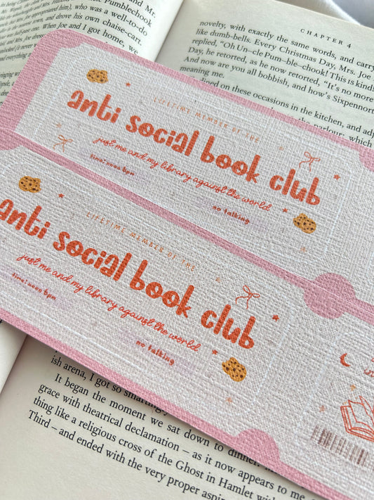 Anti Social Bookclub Bookmark